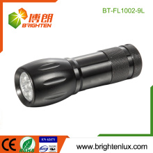 CE ROHS Certification Matériel en aluminium 3 * aaa Batterie à piles Pocket Small 9 led black flashlight